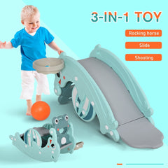 HOMCOM 3-in-1 Baby Rocking Horse Portable Slide in Green