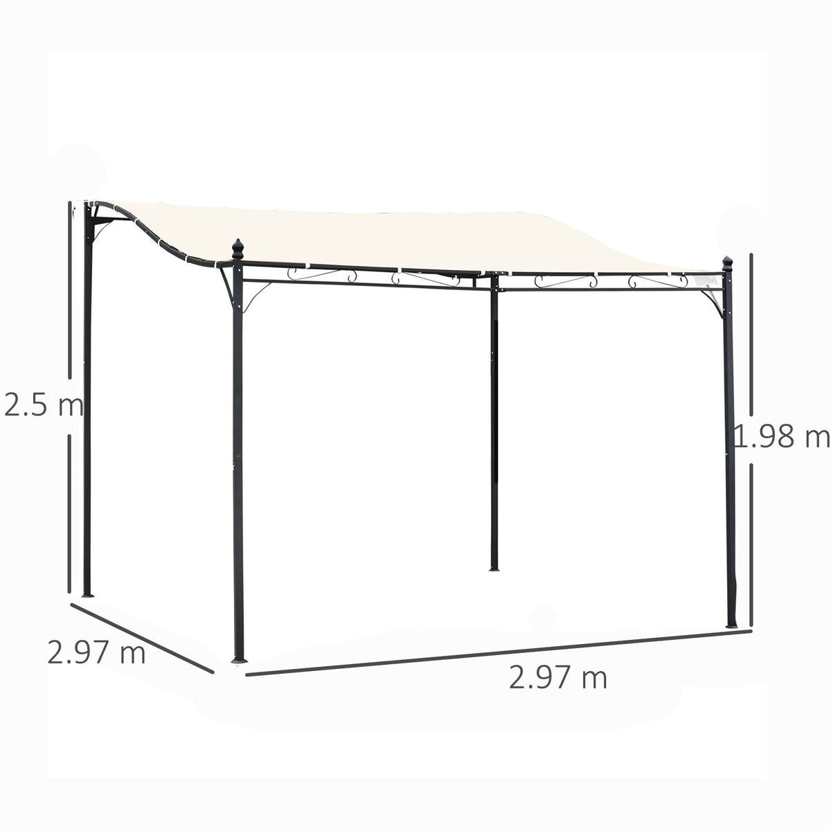 Outsunny 3x3 m Wall Mounted Garden Porch with UV Protection, Cream White