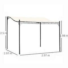 Outsunny 3x3 m Wall Mounted Garden Porch with UV Protection, Cream White