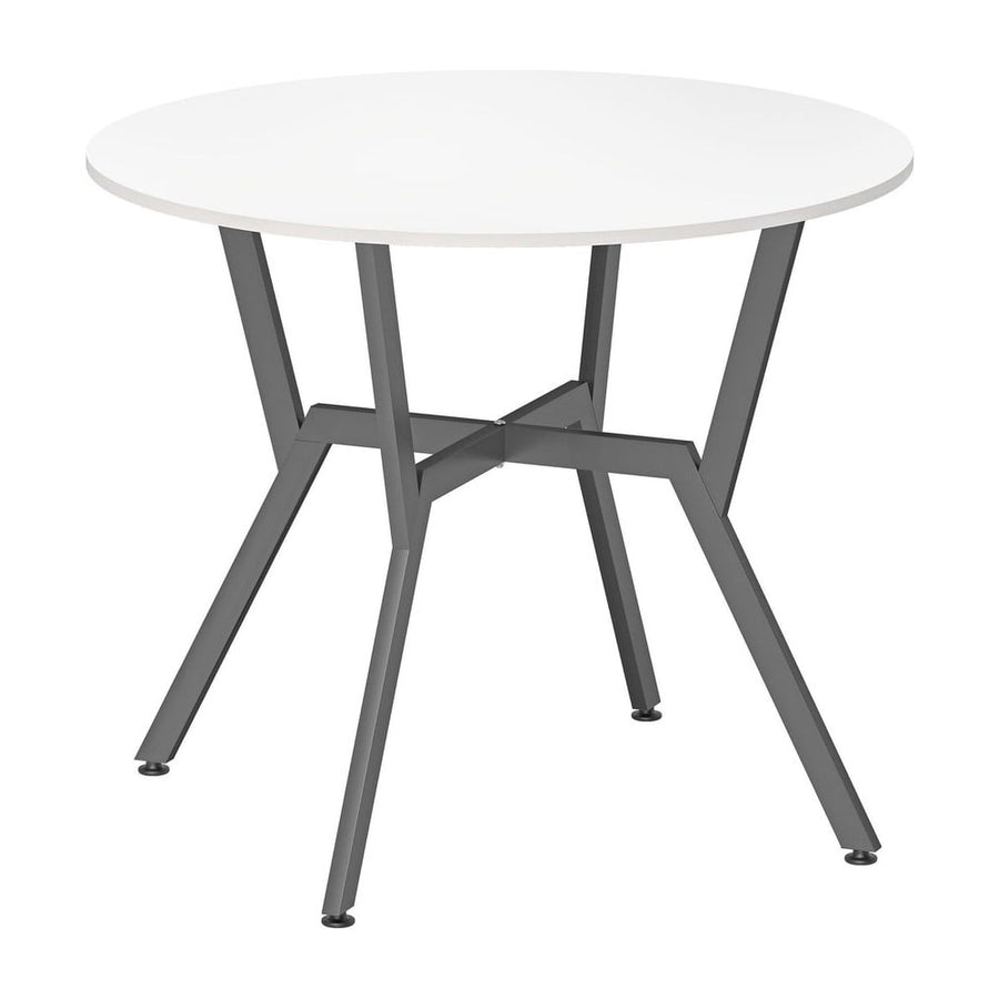 HOMCOM Dining Table, Round Kitchen Table with Black Legs for Living Room, Dining Room 90 x 76 cm, High Gloss White