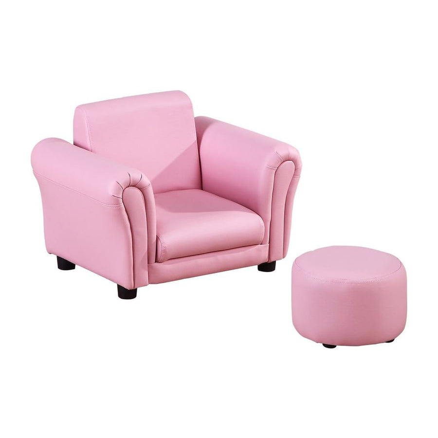 HOMCOM Toddler Chair Single Seater Kids Sofa Set, 54 x 42 x 41cm, Kids Sofa with Stool, Pink