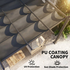 Outsunny 3 x 4m Aluminium Pergola, with Retractable Roof - Dark Grey