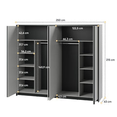 Gris Hinged Door Wardrobe 250cm - product image 4