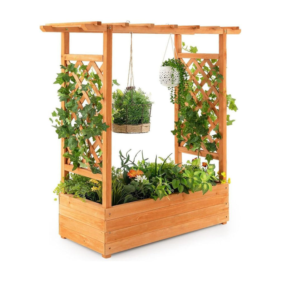 Raised Garden Bed with Arch Trellis-Orange