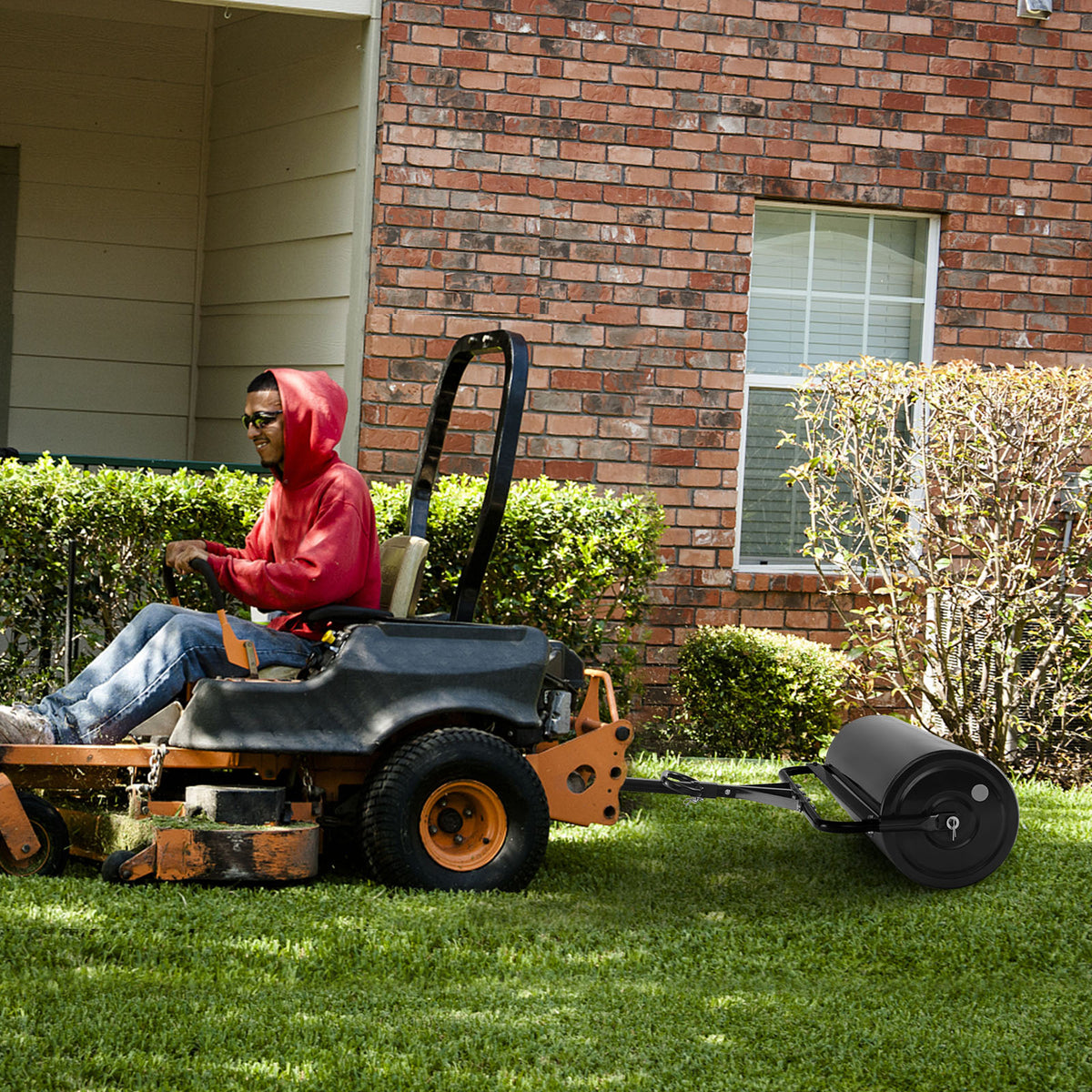 63L Garden Lawn Roller with Gripping Handle-Black