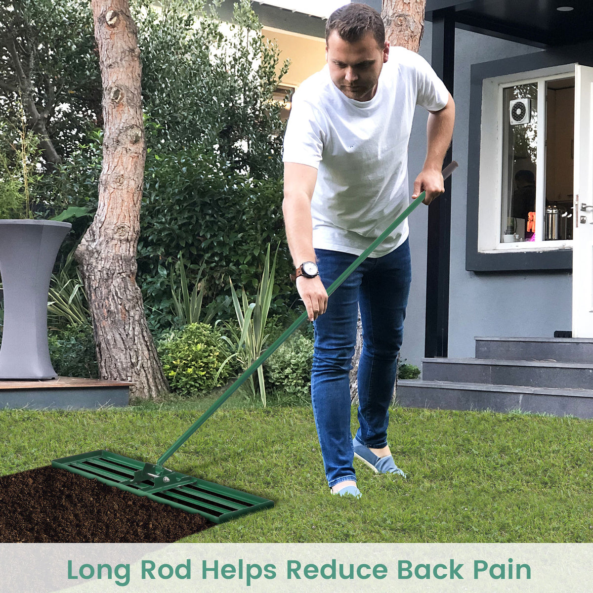 75/91/106 x 25cm Lawn Leveling Rak with Ergonomic Handle-106 x 25 cm