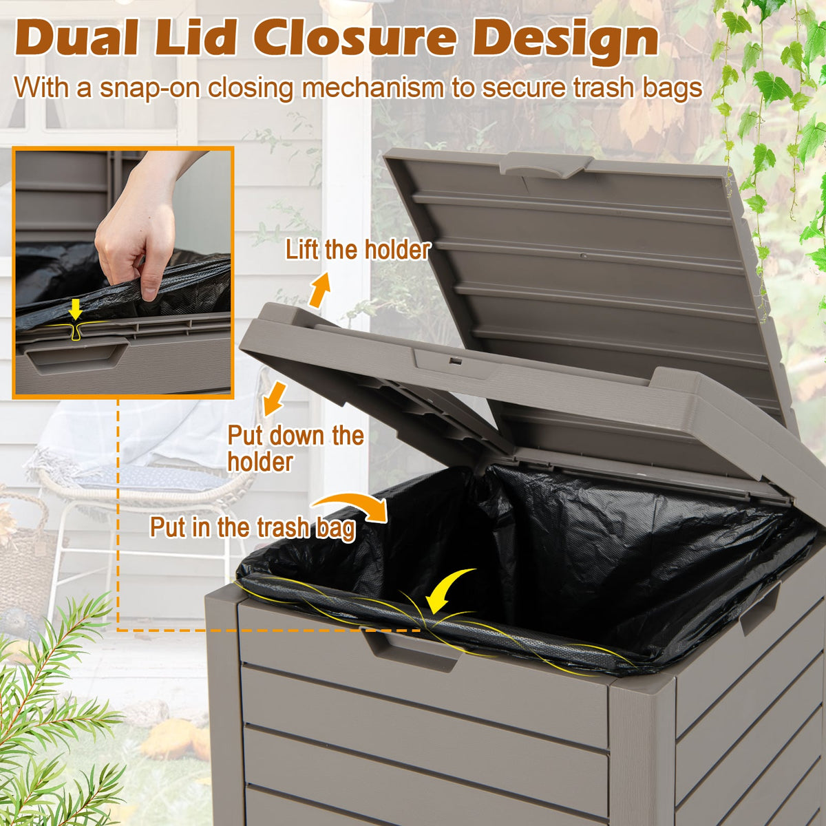 117.5 L Gallon Large Trash Bin in Coffee, image 3