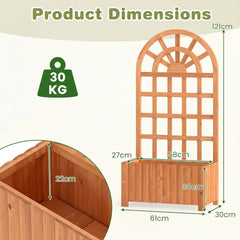 Wooden Raised Garden Bed with Trellis 121cm Outdoor Planter Box Privacy Screen-Brown