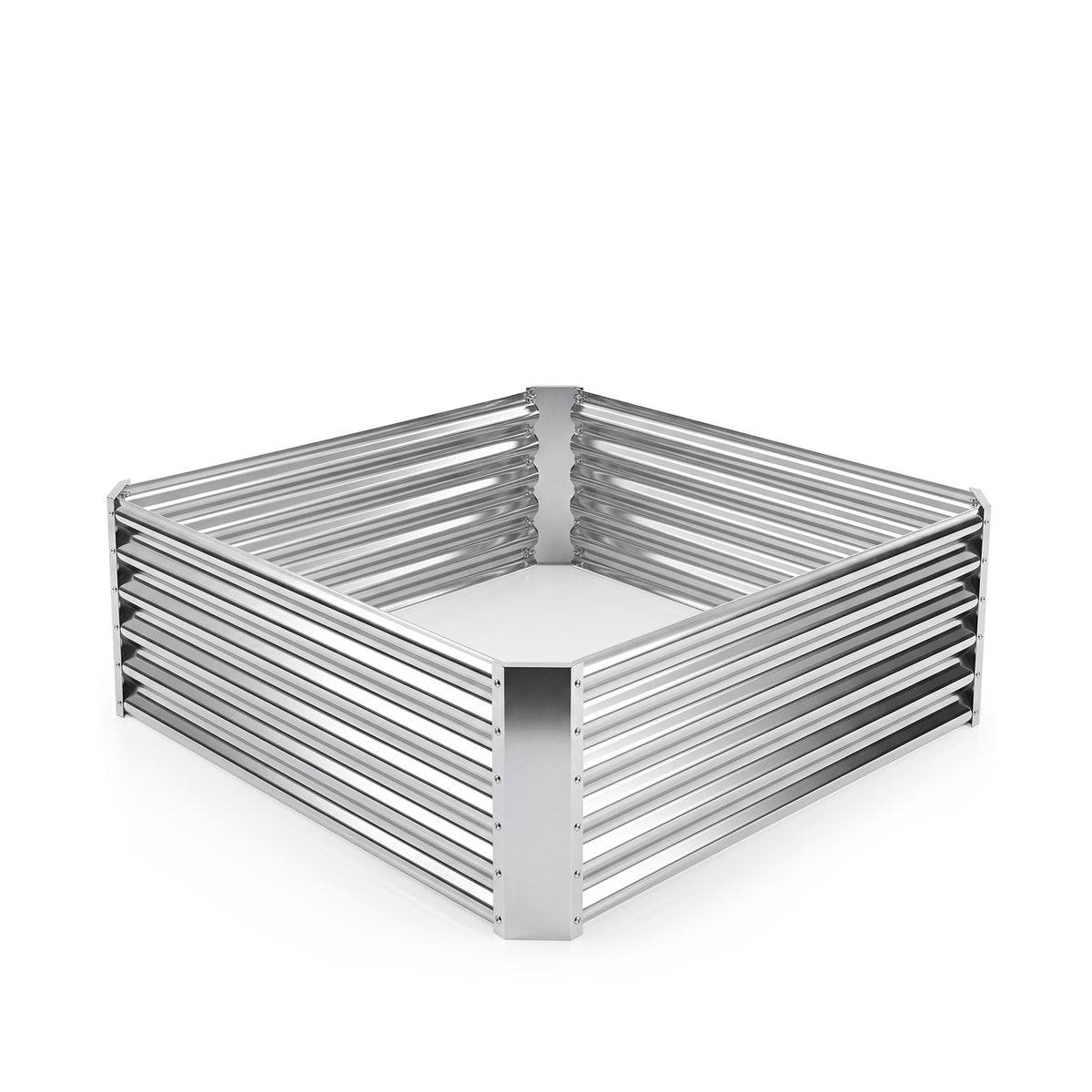 Galvanized Raised Garden Bed Rectangular Outdoor Planter Box with Open-Ended Bade-Silver