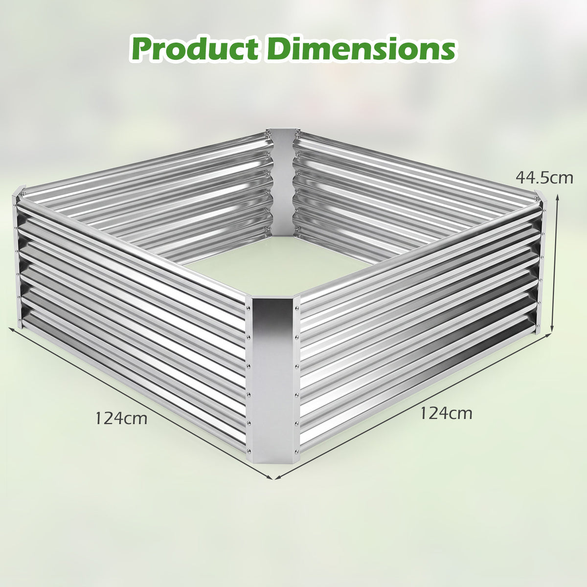 Galvanized Raised Garden Bed Rectangular Outdoor Planter Box with Open-Ended Bade-Silver