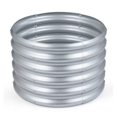 Galvanized Raised Garden Bed Round Outdoor Planter Box with Open-Ended Base-Silver