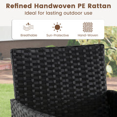 Garden Furniture Set 3-piece Rattan Balcony Furniture Set with 2 Cushioned Chairs-Beige