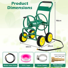 Garden Hose Reel Cart 4 Wheels 100 m of 16 mm Large Capacity-Green