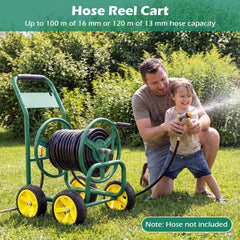 Garden Hose Reel Cart 4 Wheels 100 m of 16 mm Large Capacity-Green
