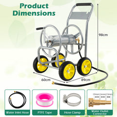 Garden Hose Reel Cart 4 Wheels 100 m of 16 mm Large Capacity-Silver