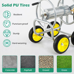 Garden Hose Reel Cart 4 Wheels 100 m of 16 mm Large Capacity-Silver