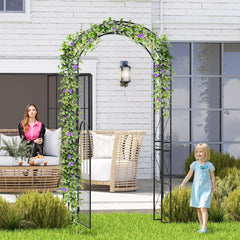 214 cm Tall Garden Arch with Gate and Climbing Trellises
