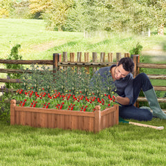 Wood Raised Garden Bed with Drainage Holes-Rustic Brown