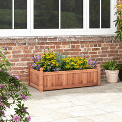 Wood Raised Garden Bed with Drainage Holes-Rustic Brown