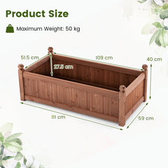 Wood Raised Garden Bed with Drainage Holes-Rustic Brown