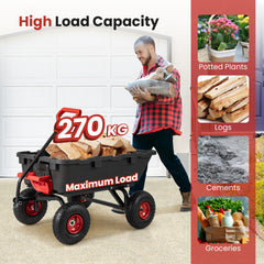 Garden Dump Cart with Adjustable Handle and Quick Dump Design-Red & Black