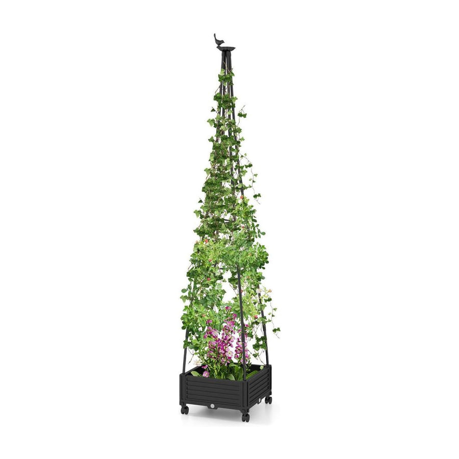 206 cm Garden Obelisk Trellis for Climbing Plants-Black