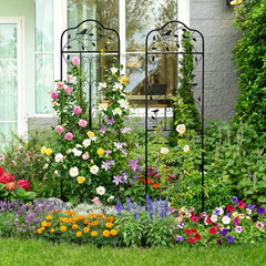 Garden Trellis with Foldable Shelf and Anti-Tipping Device-Black-1 Pack