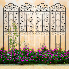 Garden Trellis with Foldable Shelf and Anti-Tipping Device-Black-1 Pack