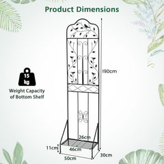 Garden Trellis with Foldable Shelf and Anti-Tipping Device-Black-1 Pack