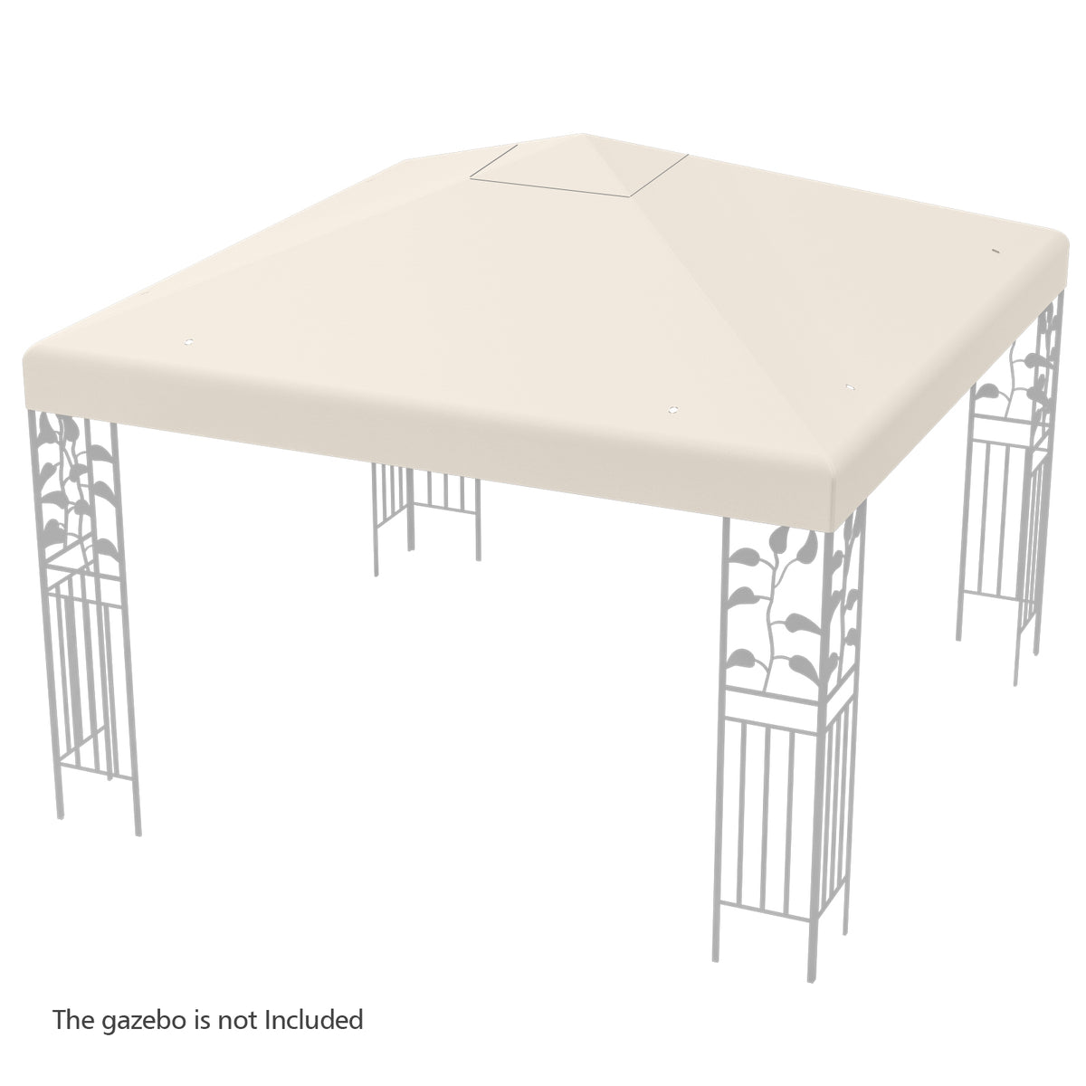 Gazebo Replacement Canopy Top Cover with Hook and Loop Fastener-Beige