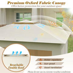 338 x 338 CM Pop Up Gazebo with Mesh Netting and Double Roof-Beige