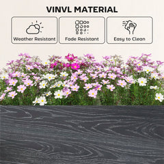 Outsunny Vinyl Raised Garden Bed Kit, 3 x 3 x 1ft Modular Elevated Garden Box with Slotting Legs and Open Bottom, Dark Grey