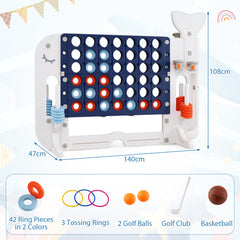 Giant 4-to-Score Game Set Jumbo Connect Four Game with Ring-toss-Navy