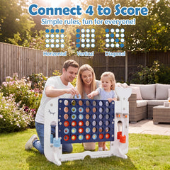 Giant 4-to-Score Game Set Jumbo Connect Four Game with Ring-toss-Navy