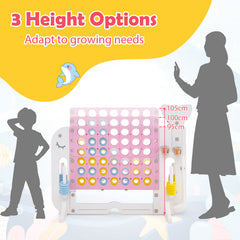 Giant 4-to-Score Game Set Jumbo Connect Four Game with Ring-toss-Pink