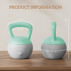 SPORTNOW 12KG Soft Kettlebell, Kettlebell with Non-Slip Handle for Home Gym, Weight Lifting, Strength Training, Green/Grey