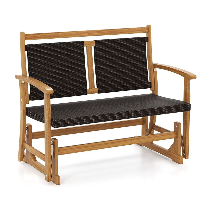 Patio Rattan Glider Bench Swing Gliding Rocker for 2