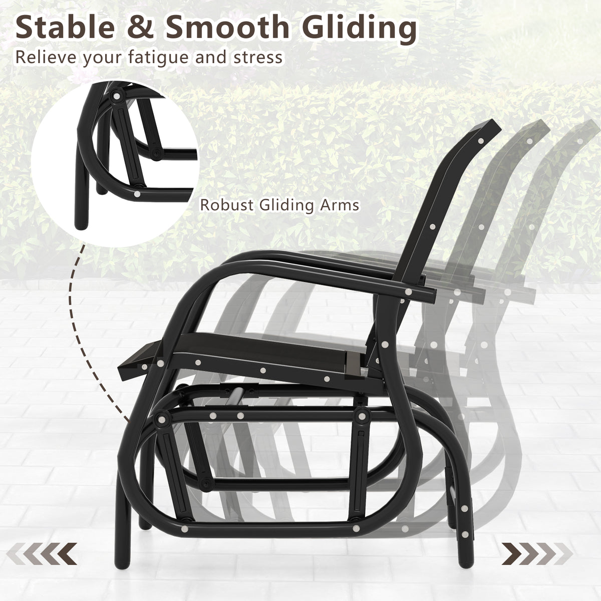 Glider Rocking Garden Chair-Black