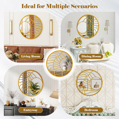 Gold Wall Mirror with Irregular Frame for Living Room Entryway-Golden