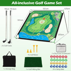 Golf Chipping Game Set 71" x 71" Large Chipping Mat for Indoor and Outdoor Practice