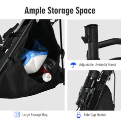 Golf Push Pull Cart with Storage Bag and Foot Brake-Blue
