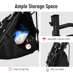 Golf Push Pull Cart with Storage Bag and Foot Brake-Red