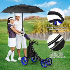 Golf Push Pull Cart with Waterproof Bag and Foot Brake-Blue