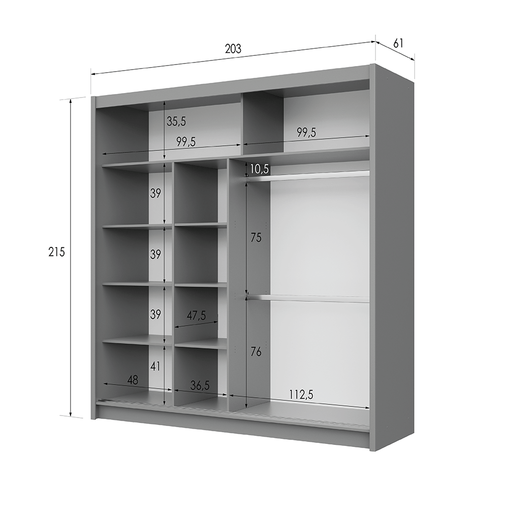 Cashmere Mirrored Sliding Door Wardrobe 203cm – RADLEY 2 - product image 5