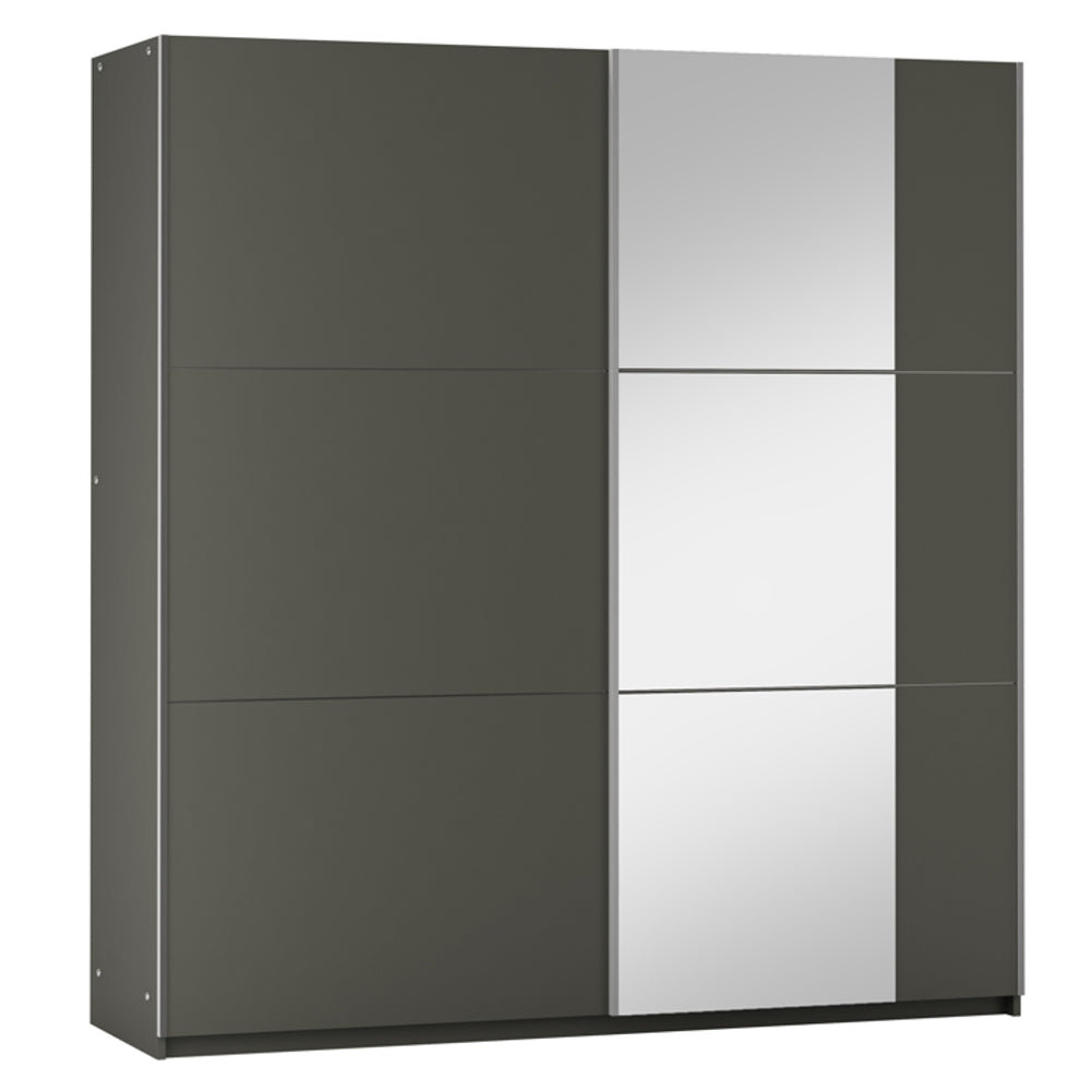 Graphite Mirrored Sliding Door Wardrobe 151cm – FINLEY