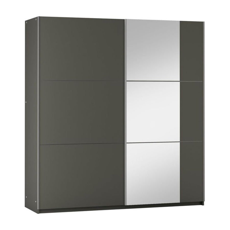 Graphite Mirrored Sliding Door Wardrobe 151cm – FINLEY