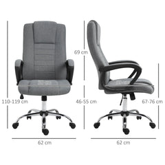 Vinsetto Linen-Look Swivel Office Chair - Dark Grey