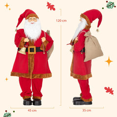 The singing santa figure shown from the front and side with height and width dimensions