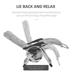 Outsunny 2pc Reclining Zero Gravity Sun Loungers ,Folding Chaise Lounge Chair with Cushions, Light Grey