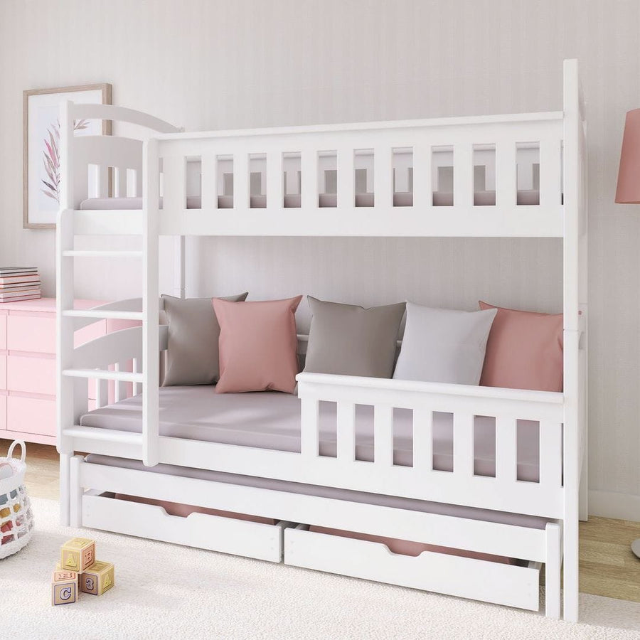 Wooden Bunk Bed Harriet with Trundle and Storage